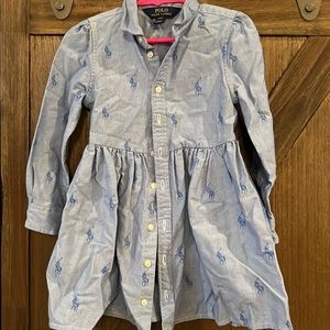 Polo Ralph Lauren little girls denim shirt dress. Size 3T. Excellent condition.